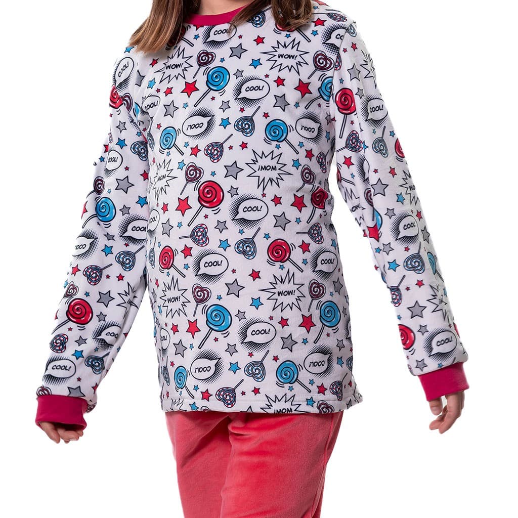 Pijama de mulher Kinanit 525100454 de elastano macio com estampado de coração