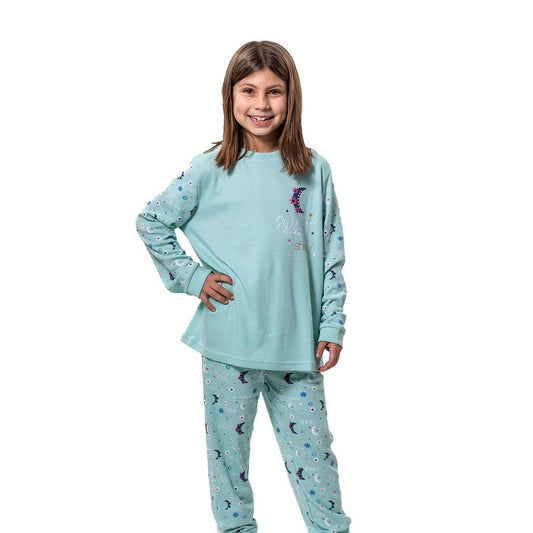 Pijama juvenil niña largo estampado lunas KN461W25 Kinanit