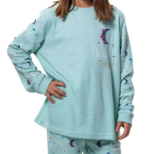 Pijama de mulher Kinanit 525100454 de elastano macio com estampado de coração