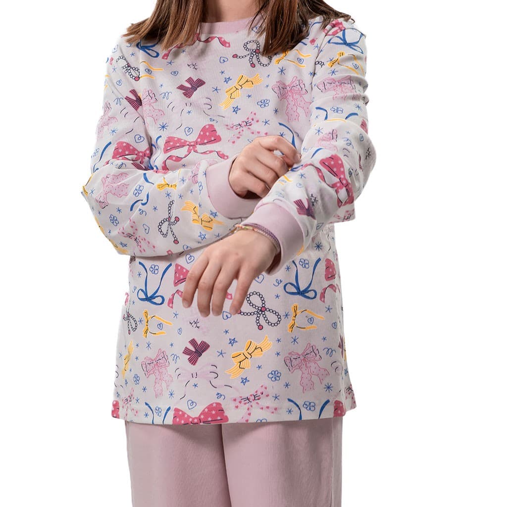 Pijama de mulher Kinanit 525100454 de elastano macio com estampado de coração