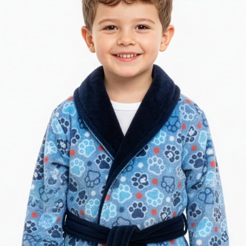 Bata infantil para niño en coralina azul con estampado de huellas Kinanit KN8036W26