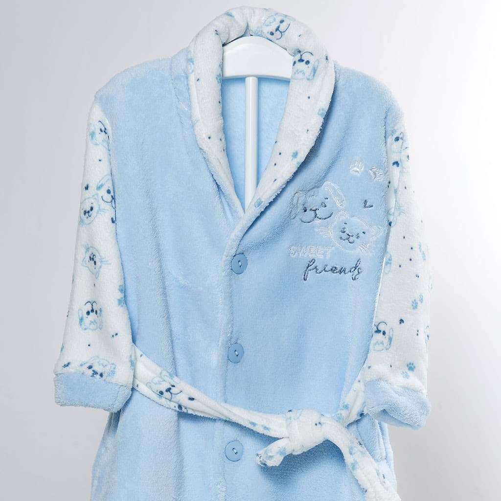 Roupão de Banho KINANIT Baby Coral Fleece com Estampado Coração 8309