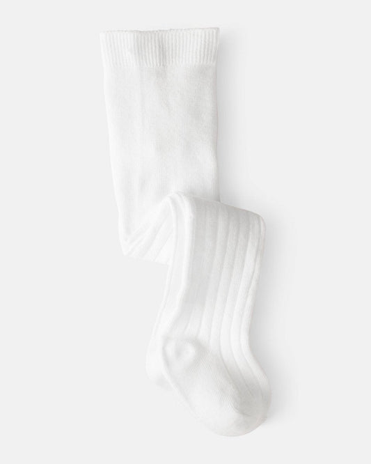 Leotardos acanalados blancos para bebé