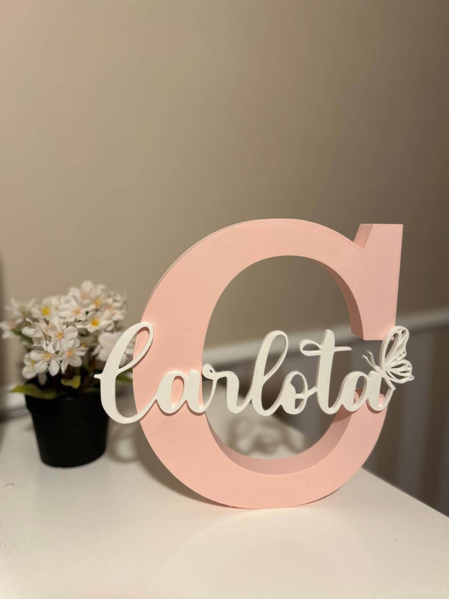Letrero Inicial + Nombre Personalizado 3D | 24cm Decoración