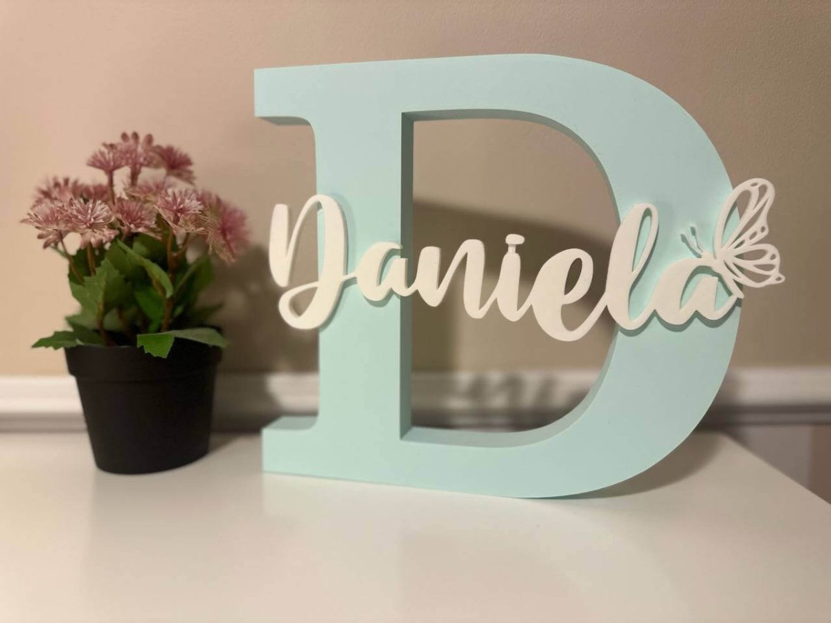 Letrero Inicial + Nombre Personalizado 3D | 24cm Decoración