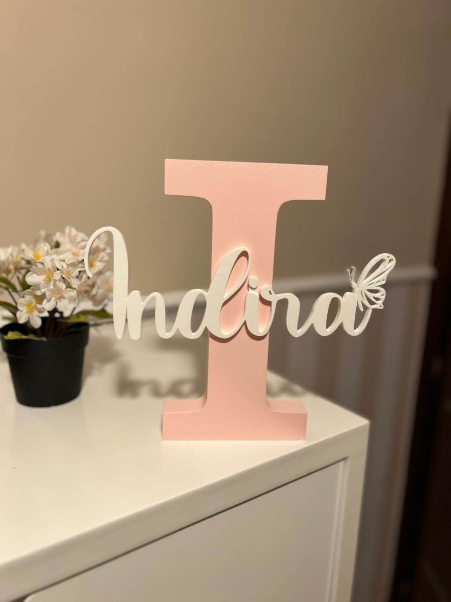 Letrero Inicial + Nombre Personalizado 3D | 24cm Decoración