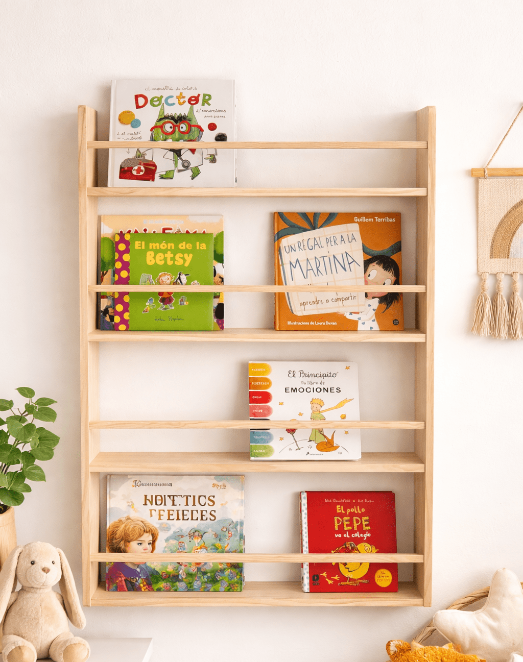 Librería montessori Lisa de madera maciza con 4 baldas