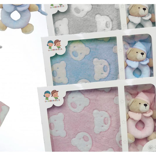 Set manta y sonajero Gamberritos Suave, cálido y tierno 80x110 cm Ideal para regalo 221010615