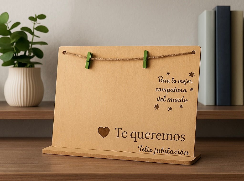 Marco de fotos personalizable en madera con cuerda