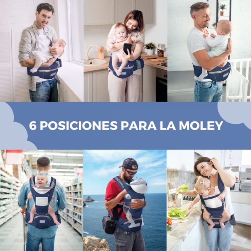 Mochila Portabebés azul Moley 6 en 1 Ergonómica y Transpirable 0-36 meses Mobiclinic MIF-00002/01-AZ
