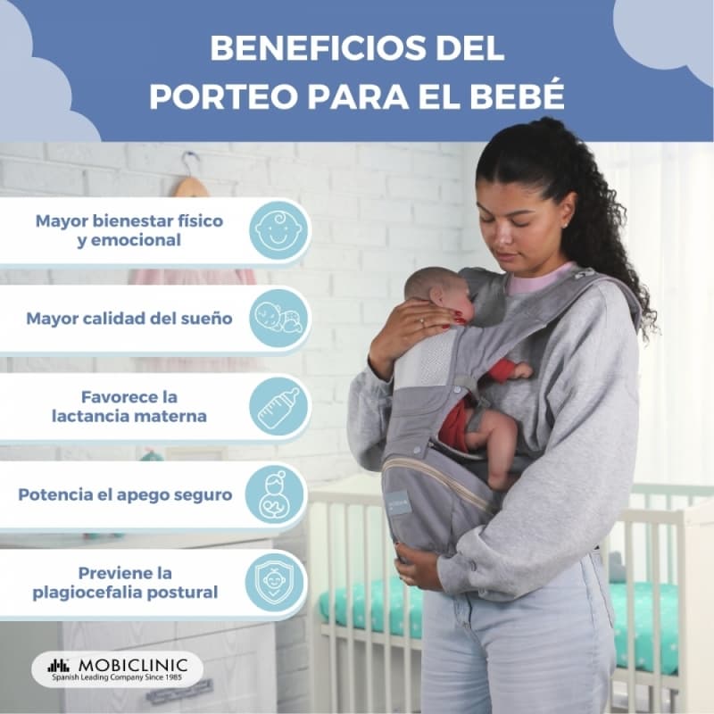 Mochila Portabebés gris Moley 6 en 1 Ergonómica y Transpirable 0-36 meses Mobiclinic MIF-00002/01-GR