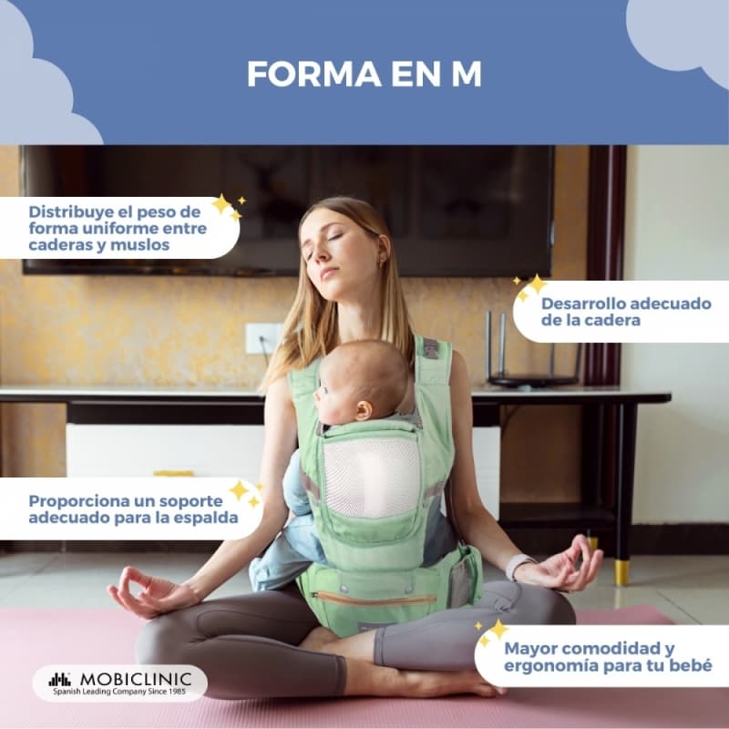 Mochila Portabebés verde Moley 6 en 1 Ergonómica y Transpirable 0-36 meses Mobiclinic MIF-00002/01-VD