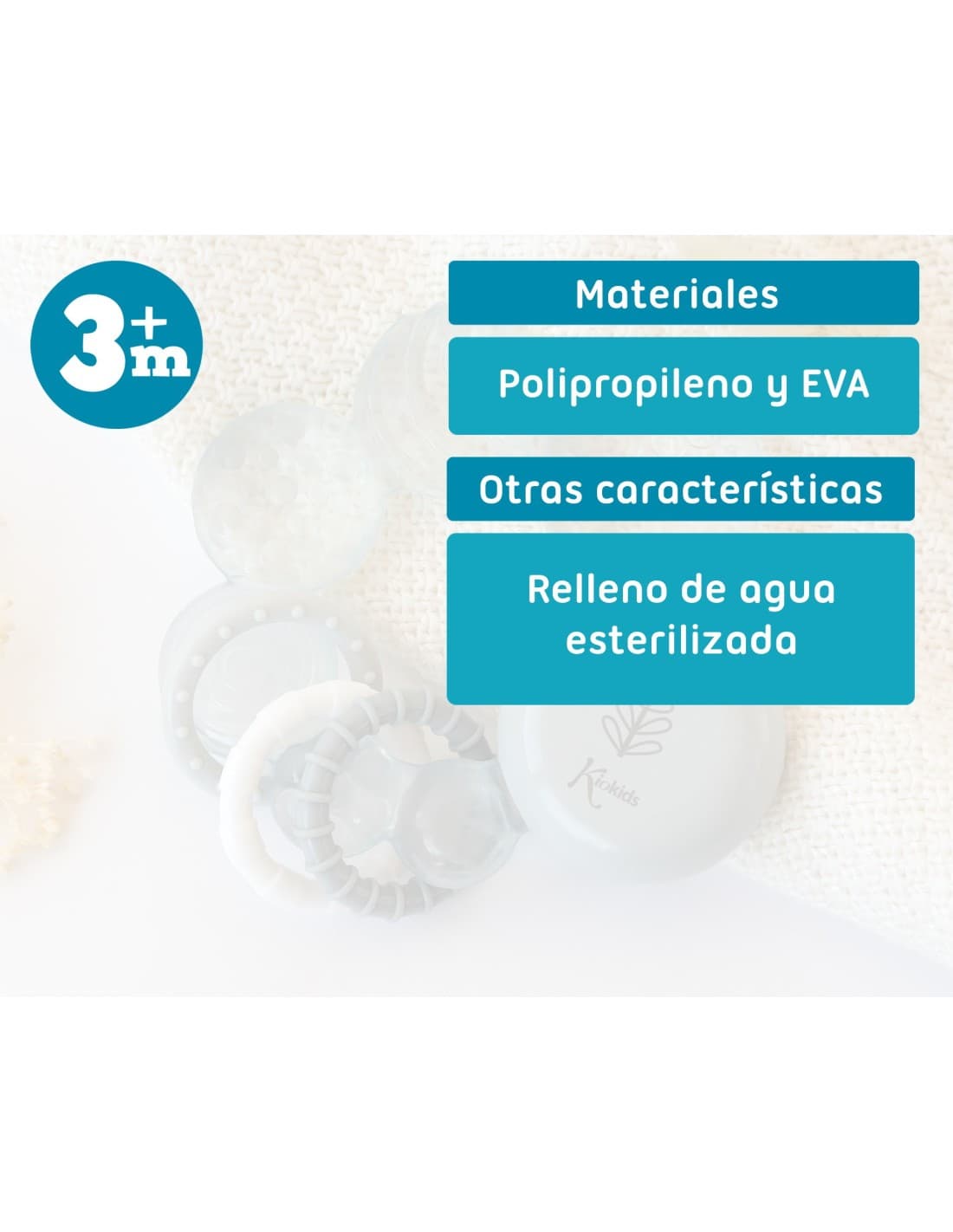 Mordedor refrigerante para bebé 11 cm gris KIOKIDS 521005505