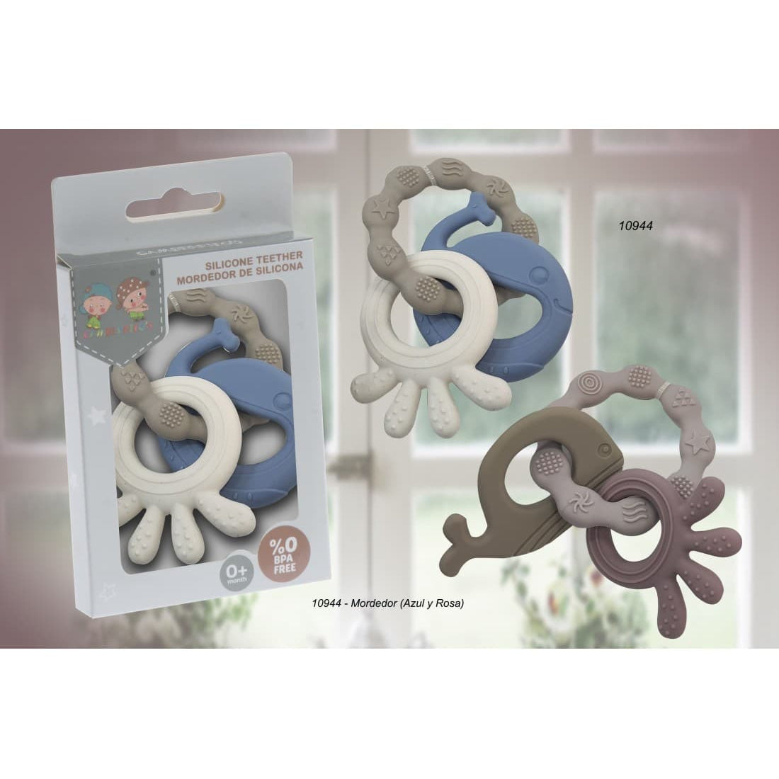 KIOKIDS 521005505 Anneau de dentition rafraîchissant pour bébé, 11 cm, gris