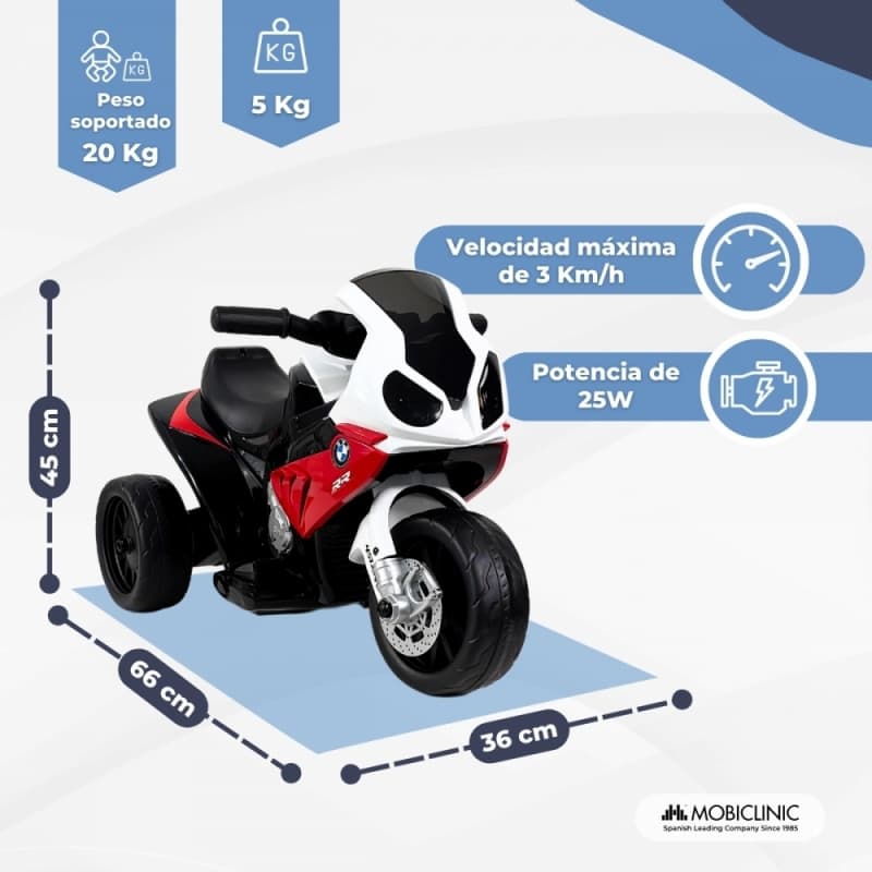 Moto eléctrica infantil 3 ruedas Con Sonido Luz Motor 25WMobiXplo Mobiclinic