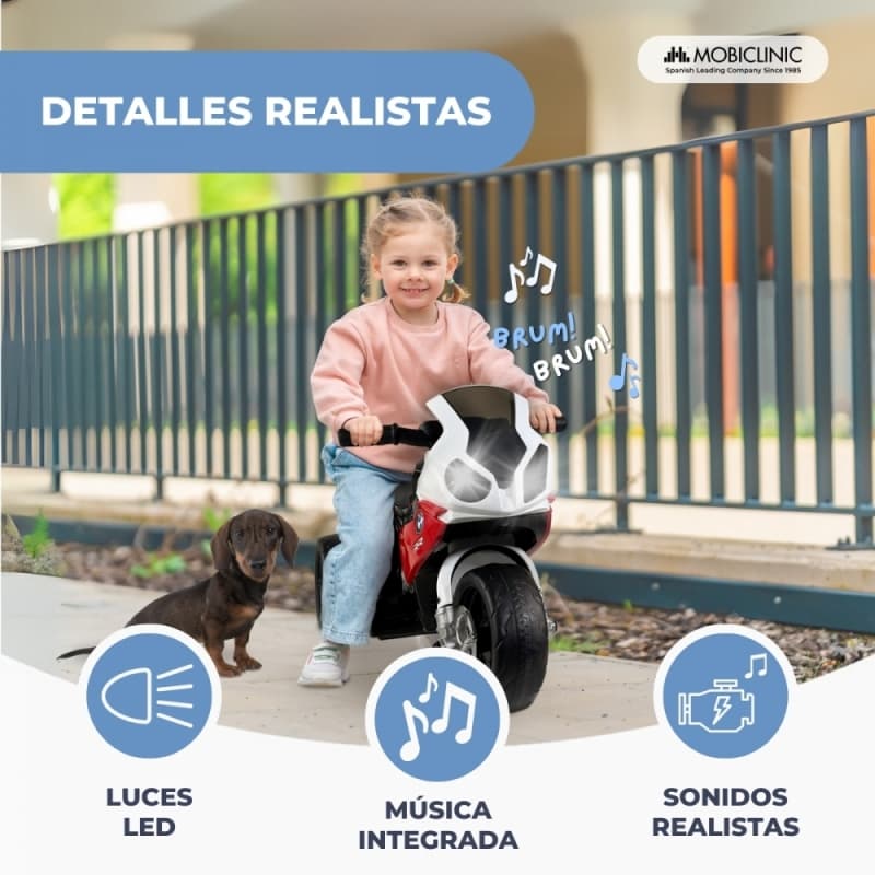 Moto eléctrica infantil 3 ruedas Con Sonido Luz Motor 25WMobiXplo Mobiclinic