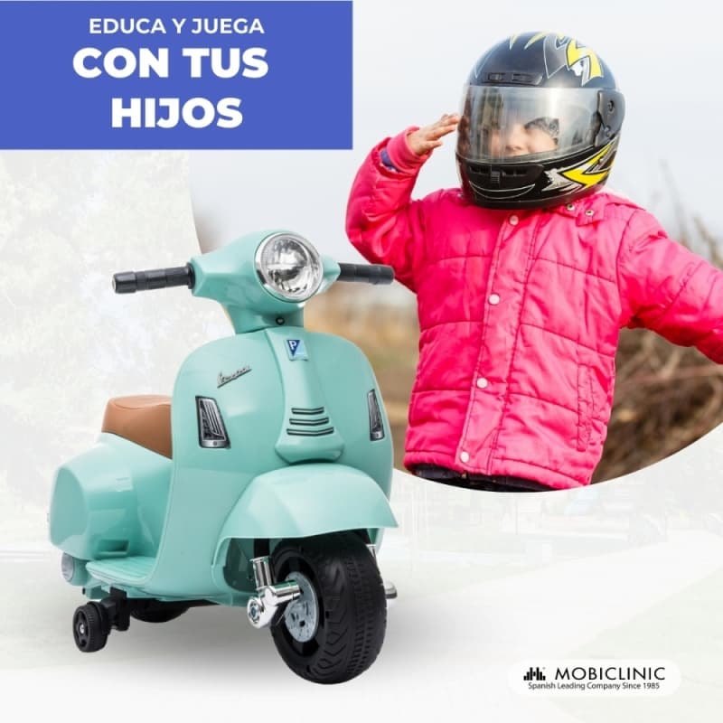 Moto eléctrica infantil Vespa Roma con sistema antivuelco Mobiclinic – 30W MDF-00012/02