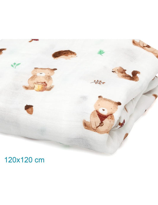 Musselina de bambu castanho para bebé 120x120 cm KIOKIDS 521005308