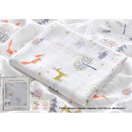 Muselina bambú 120x120 cm animalitos – 521111030 Gamberritos