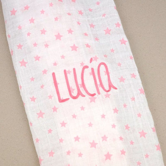 Muselina bebé Estrellas Rosa Personalizada MI PIPO 153 120X120
