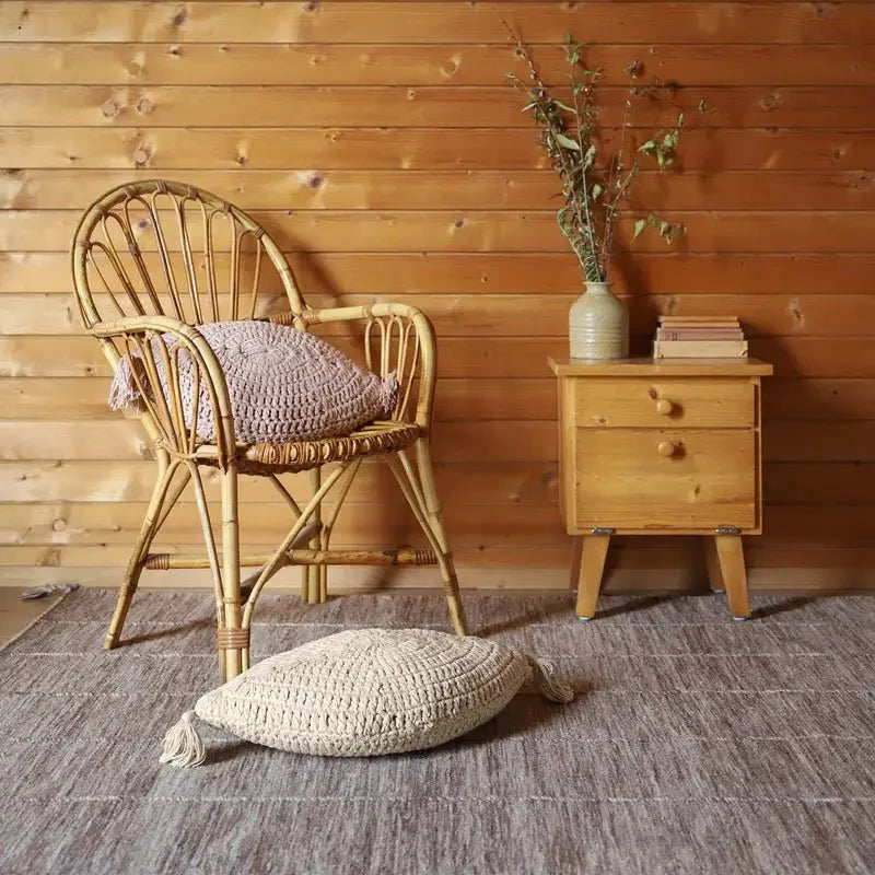 Cojín decorativo bohème algodo crochet PLUME ECRU