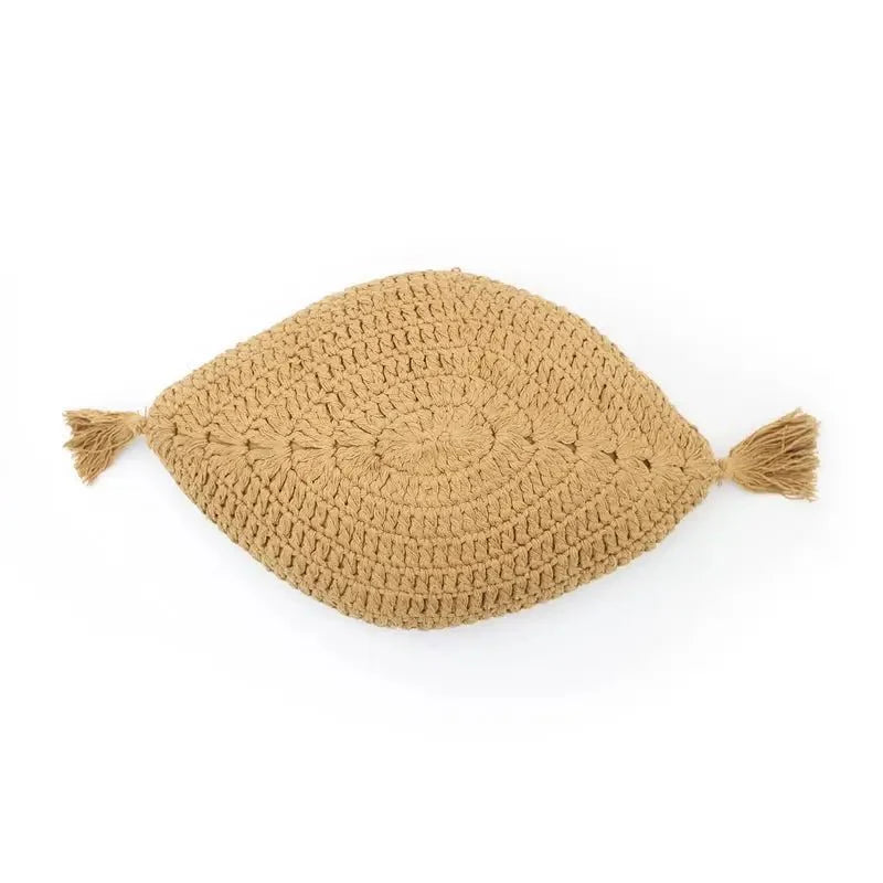 Cojín decorativo bohème algodon crochet PLUME MOUTARDE