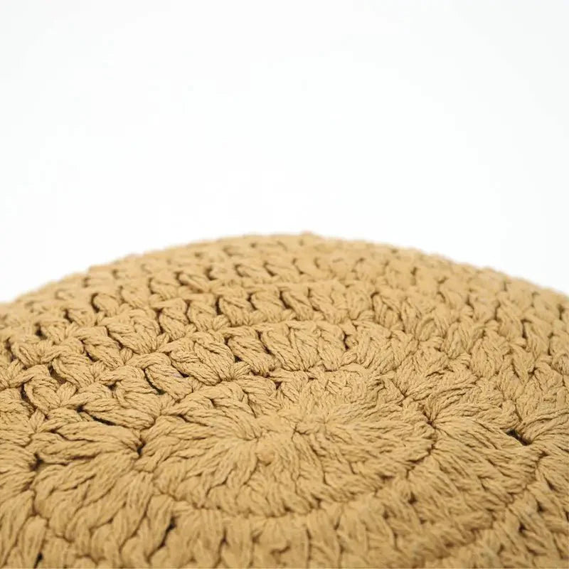 Cojín decorativo bohème algodon crochet PLUME MOUTARDE