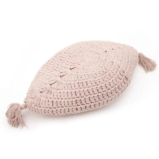 Cojín decorativo bohème algodon crochet PLUME ROSE NUDE