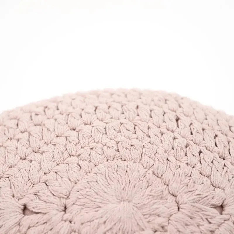 Cojín decorativo bohème algodon crochet PLUME ROSE NUDE