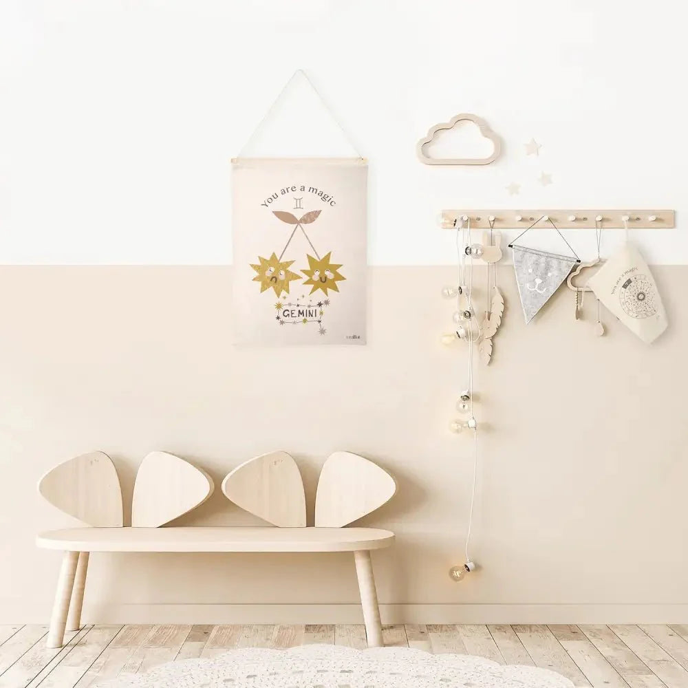 Mural habitación infantil zodíaco horóscopo LITTLE GEMINIS