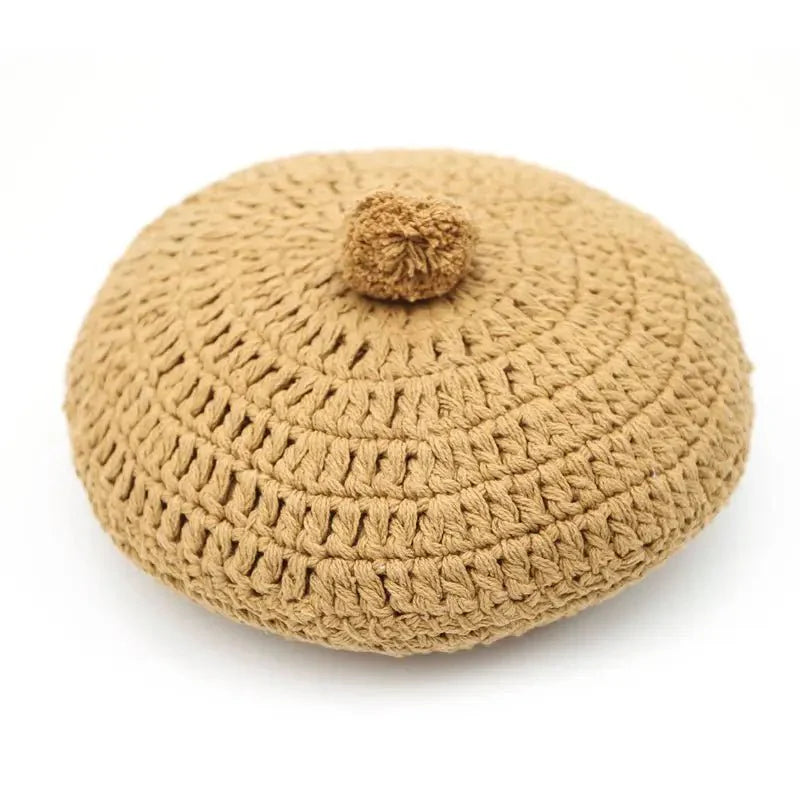 Cojín decorativo algodon redondo crochet LENKA MOUTARDE