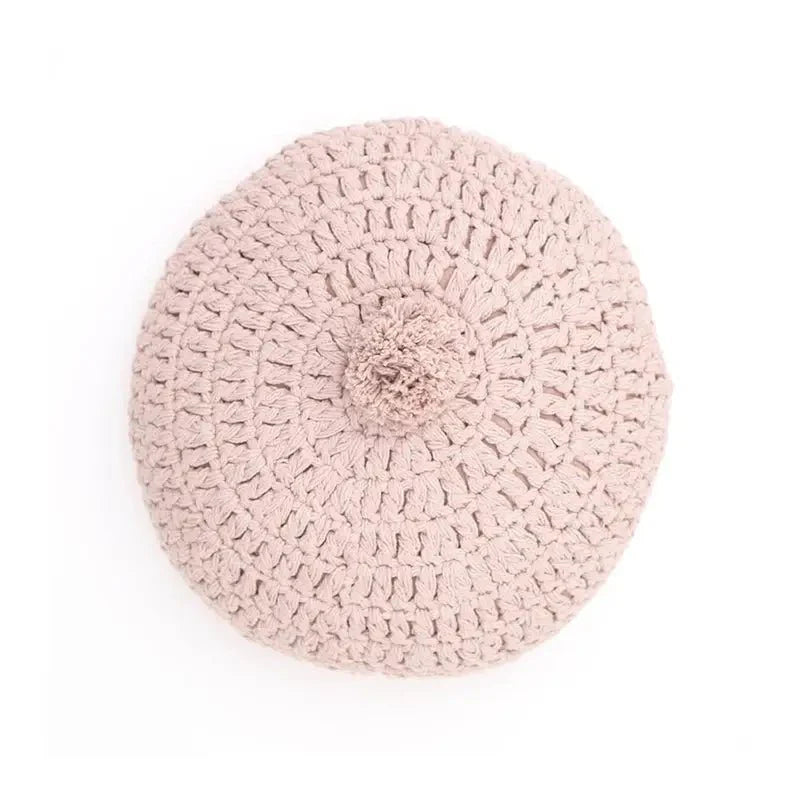 Cojín decorativo algodon redondo crochet LENKA ROSE NUDE