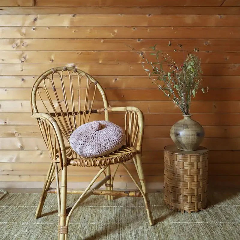 Cojín decorativo algodon redondo crochet LENKA ROSE NUDE