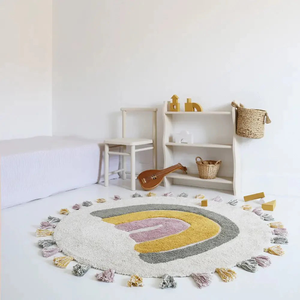Alfombra Infantil 110 cm RAINBOW MOSS Algodón Lavable en lavadora