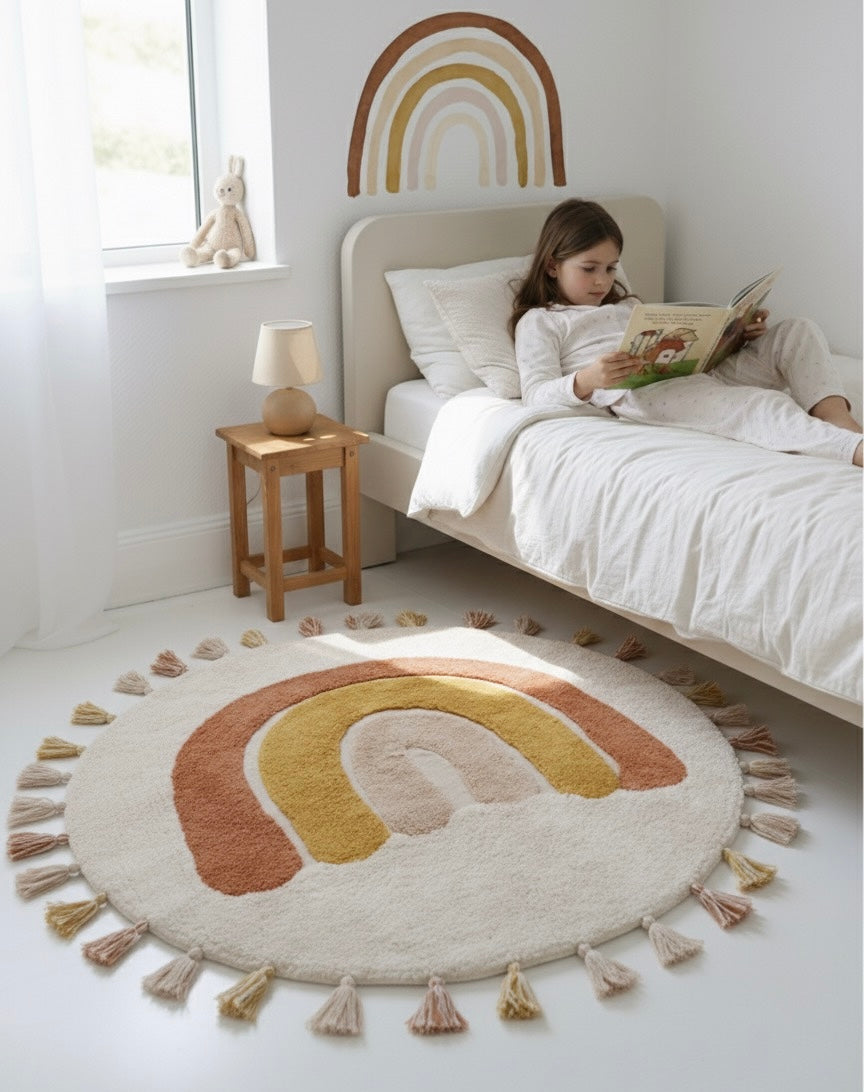 Alfombra Infantil 110 cm RAINBOW TOFFEE Algodón Lavable en lavadora