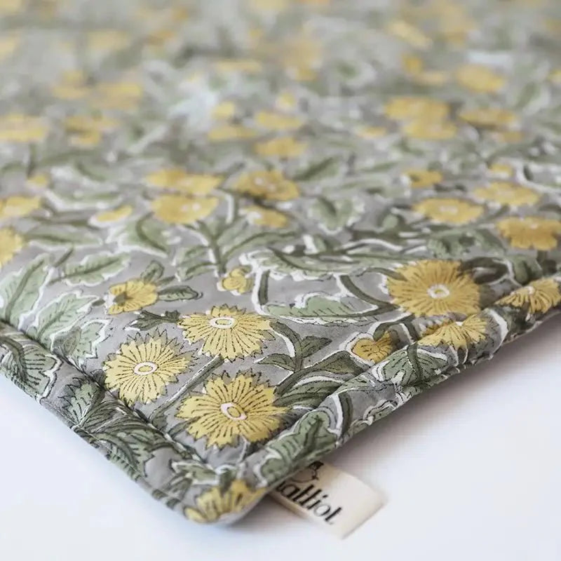 Alfombra bebe de juegos infantil algodón estampada fleurs FIDELIA 100x100