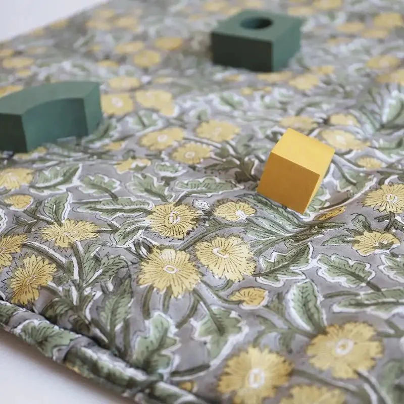 Alfombra bebe de juegos infantil algodón estampada fleurs FIDELIA 100x100