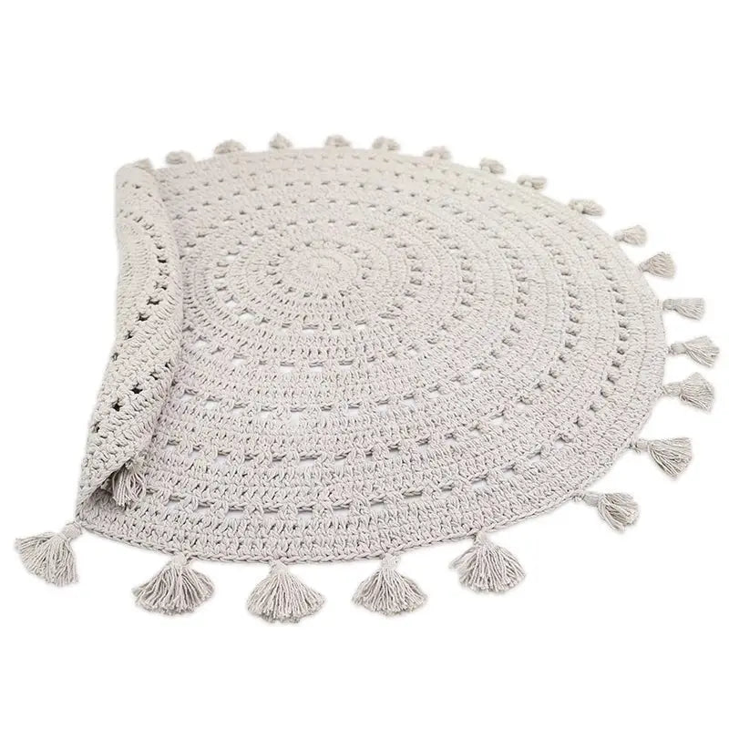 Alfombra infantil de algodón crochet NILA GRIS PERLE