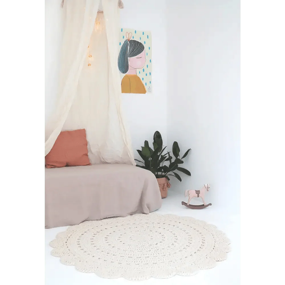 ALMA ECRU Alfombra Infantil Crochet 120cm