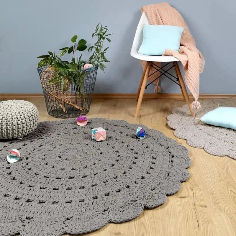 ALMA GRIS tapis enfant crochet 120cm