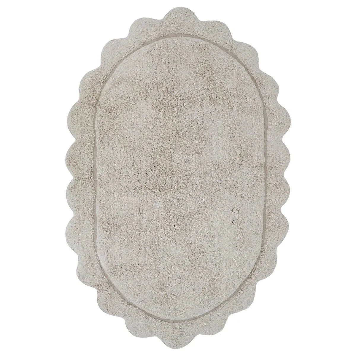 Alfombra infantil ovalada MARISA color crudo con borde en ondas 100x150cm