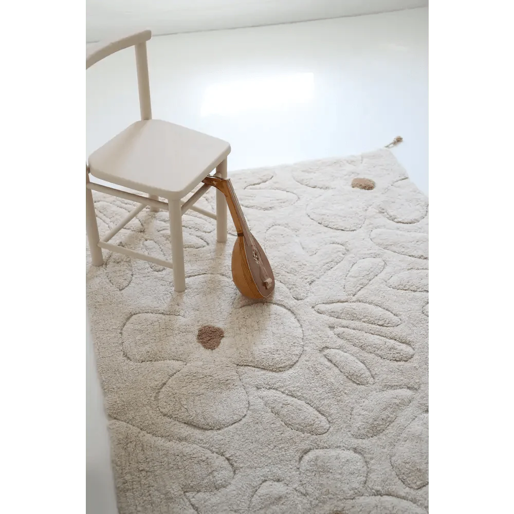 Alfombra infantil de algodón lavable con estampado de flores GENTLE FLORA Algodón Lavable en lavadora