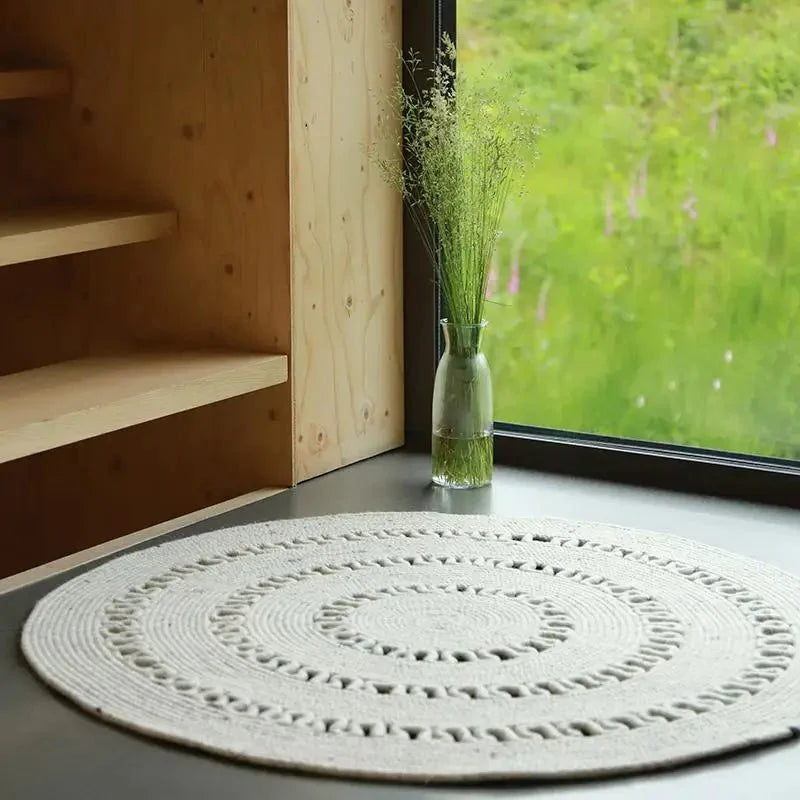 Alfombra de lana redonda BIBEK NATUREL M