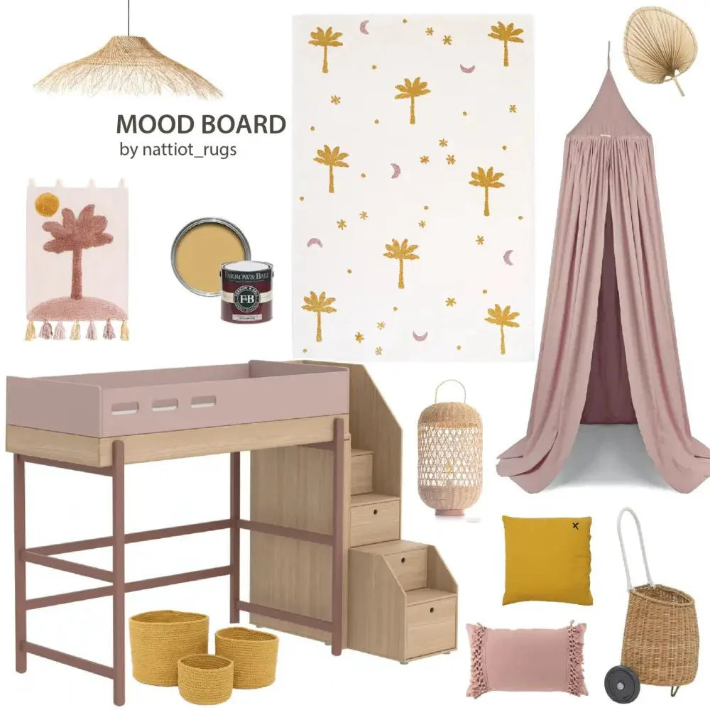 Alfombra infantil petits palmiers LITTLE PALM MIEL