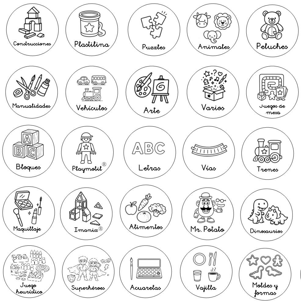 Placas organizadores de juguetes