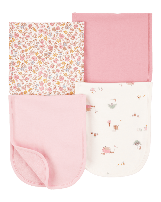 Pack cuatro babitas algodón rosadas