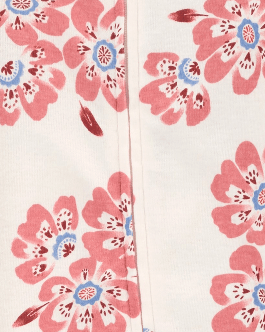 Pack de 2 pijamas de algodón con pies, estampado floral
