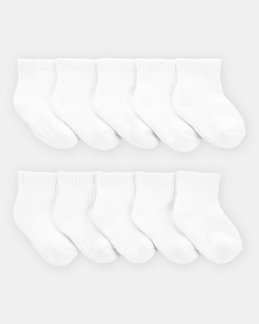 Pack diez pares de calcetines tobilleros de algodón, blancos