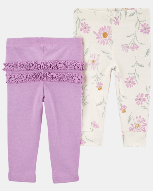 Pack dos pantalones de algodón floral