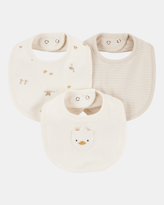Pack tres baberos algodón diseño aves
